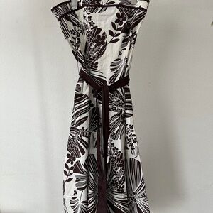 Ruby Rox White and Brown Floral Strapless Sundress